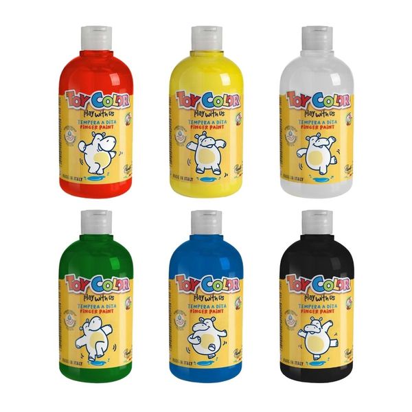 Toy Color - Superwashable Ready-Mix Non-Toxic Fingerpaint - 6 x 500ml