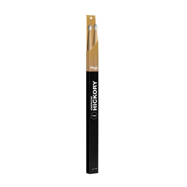 One Pair of Stagg SHV7AN Hickory Sticks, V series /7AN - Nylon Tip