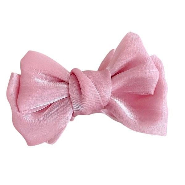 Elegant Satin Double-Layer Hair Bow Clip - Pink