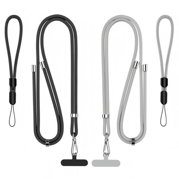 QYNIAL Phone Lanyard Compatible for iPhone Android Smartphones-Black Grey