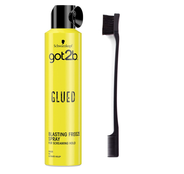 Schwarzkopf Got2b Glued Hairspray 300ml with Edge Control Brush combo