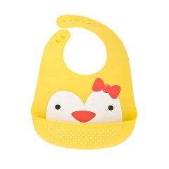 Funny Faces Foldable Silicone Bib: Yellow