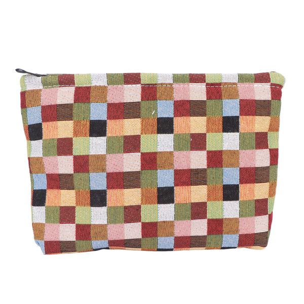 Makeup Bag Women Girls Portable Canvas Cosmetic for Lipstick (Red Orange)