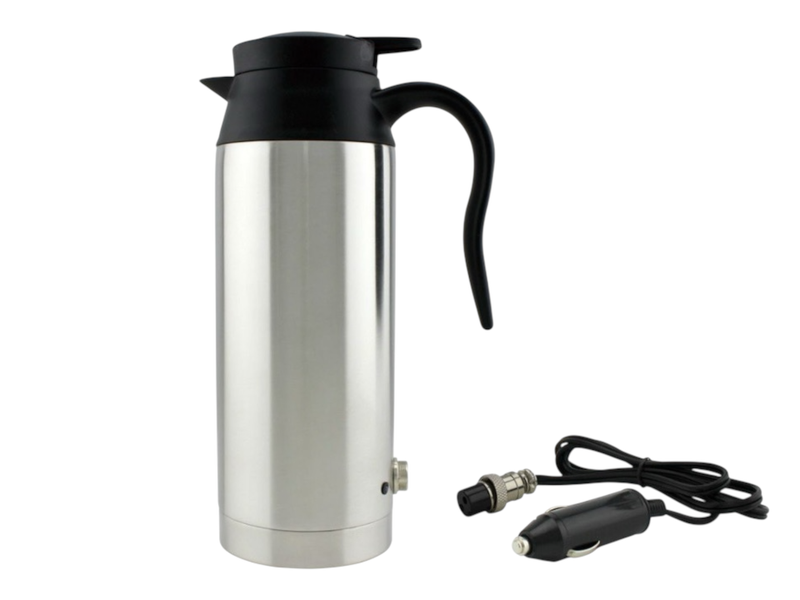 24V Stainless Steel Car Travel Kettle - 800ml with Auto Shut-Off