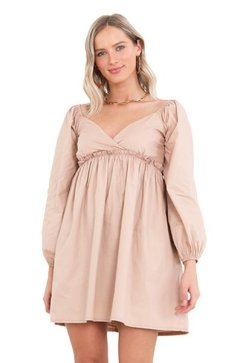 Brave Soul Wrap Detail Puff Sleeve Mini Smock Dress