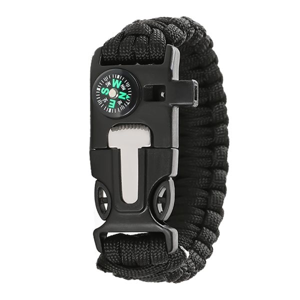 5-in-1 Emergency Kit Paracord Survival Bracelet Integrated Compass Outdoor
