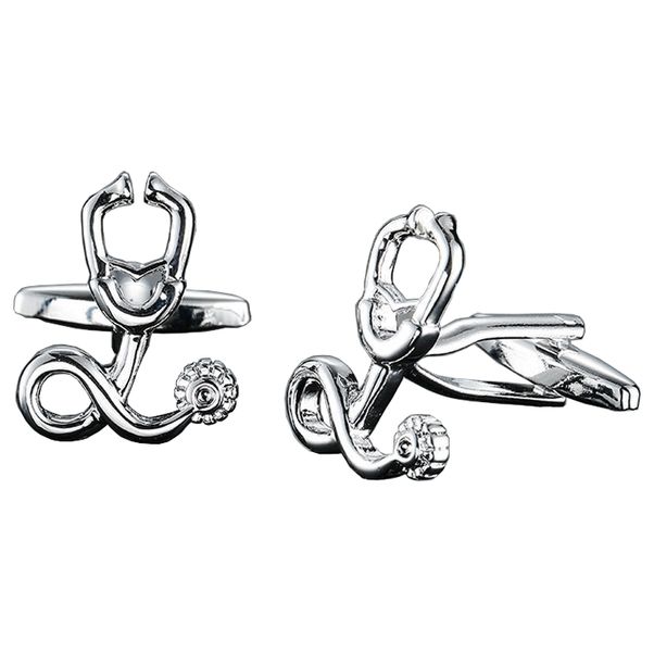 Silver Stethoscope Cufflinks