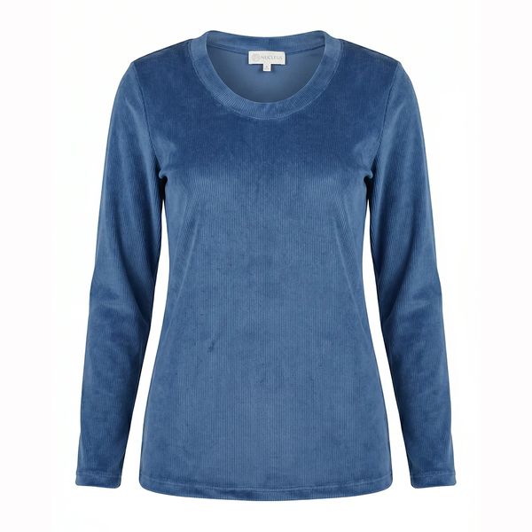 Nucleus Women Ribbed Velour Long Sleeve Scoop Neck Top