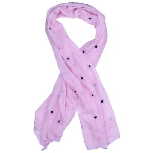 Ladies Pale pink Scarf with Navy and Silver Stars
