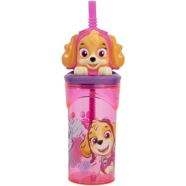 Paw Patrol Pink Straw Water Bottle