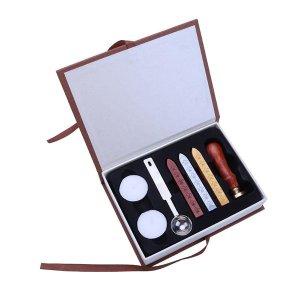 Antique Retro Copper Sealing Wax Stamps Set with Box