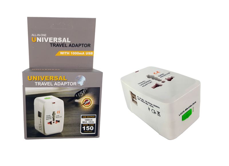 Universal Travel Adaptor With 1000mA USB