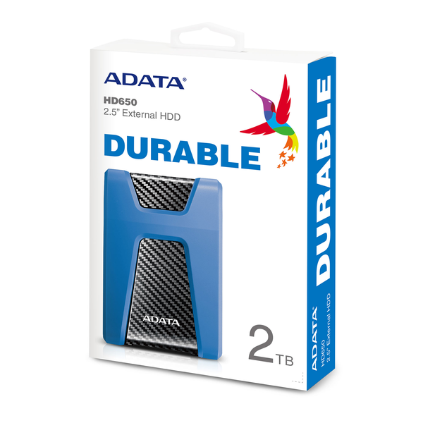 ADATA HD650 2TB External Hard Drive USB 3.2 Rugged Portable HDD Blue