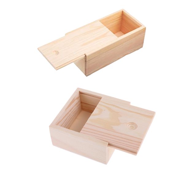 Craft Decor Sliding Wooden Storage Organiser Boxes - Set of 2