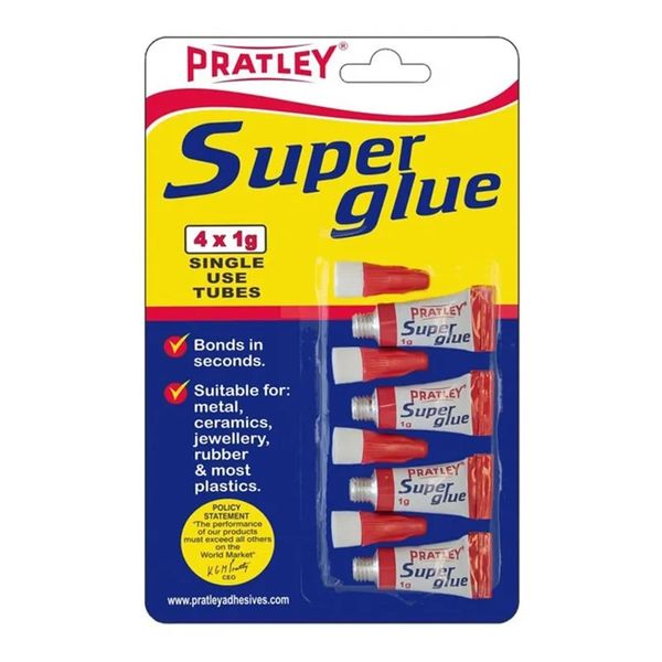 Pratley Superglue 4 x 1g single-use tubes