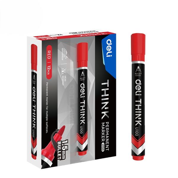 DELI Red Permanent Marker 12pcs