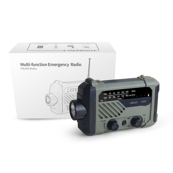 Solar Hand Crank Emergency Radio, NOAA Weather &amp; Multi-Charger for Outdoors