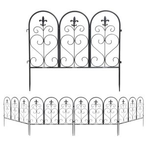 Heartdeco 55cm Wide Metal Garden Fence Panel - 5 Pieces Pack