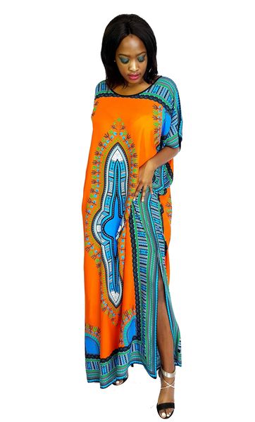 Into Africa - African Dashiki Long Kaftan Maxi Dress Red