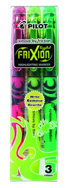 Pilot Frixion Light Erasable Highlighters - Wallet of 3 Colours