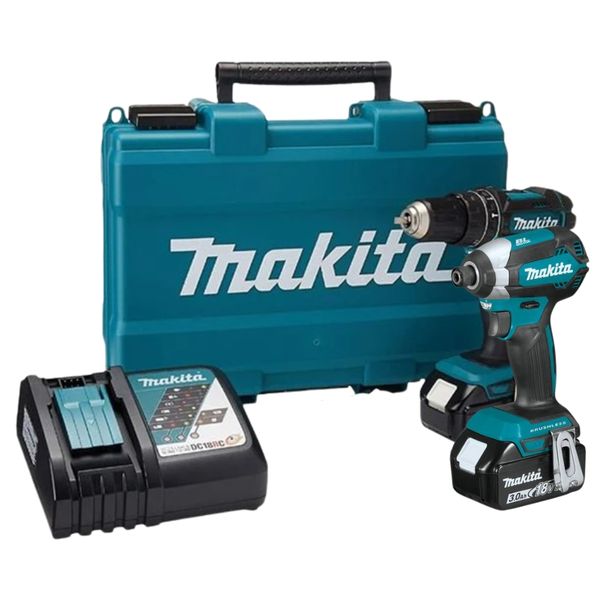 Makita Cordless Driver Drill &amp; Impact Driver with 2 x 3.0 Battery &amp; Charger