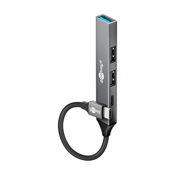 Goobay Slim 4-Port USB Hub USB-C to 1 x USB-C 2 x USB-A USB2, 1 x USB-A 3.2