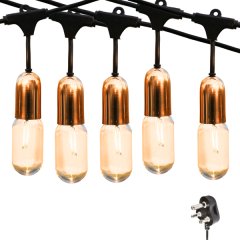 Stellar Lighting 10m 20 LED Festoon Vintage Gold Drop String Lights Outdoor