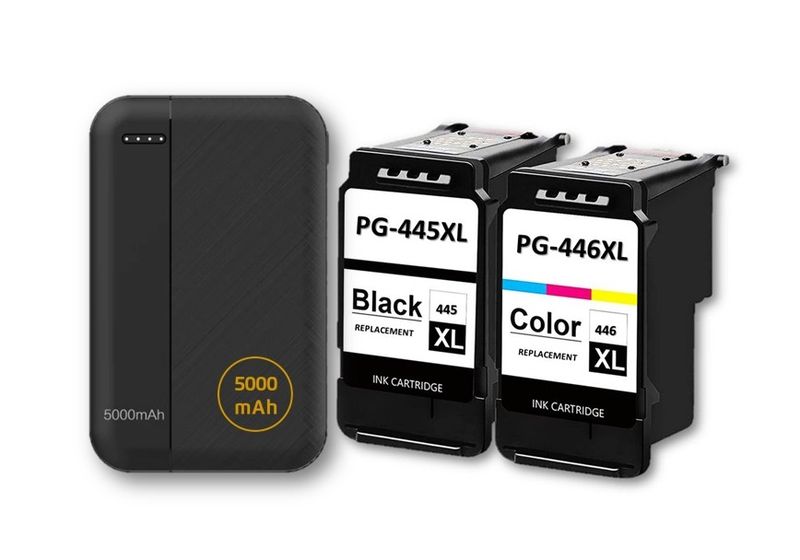 MR A TECH Ink Cartridge Compatible Canon 445XL-446XL &amp; 5000mah Powerbank