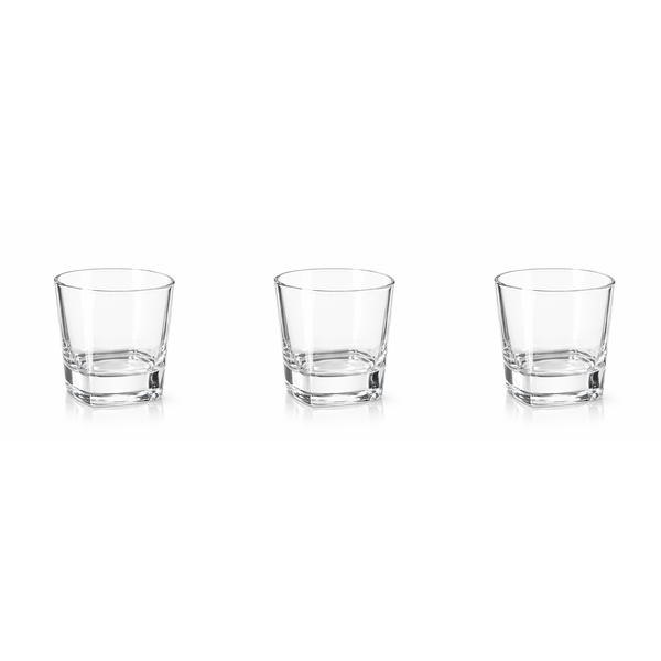 3 Pack - Clean Minimalist Straight Wall Design Glass Tumbler - Transparent