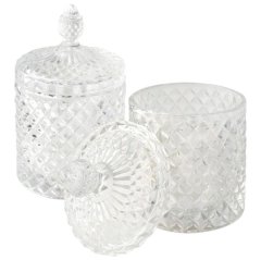 Transparent Glass Jars with Lid Bathroom Accessories Vanity Organizers 2PCS