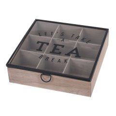 Excellence Homeware - Tea Box With Glass Top - 247X243X65Mm