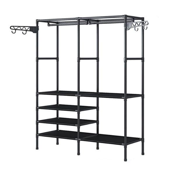 Household folding multifunctional floor-to-ceiling double-row coat rack