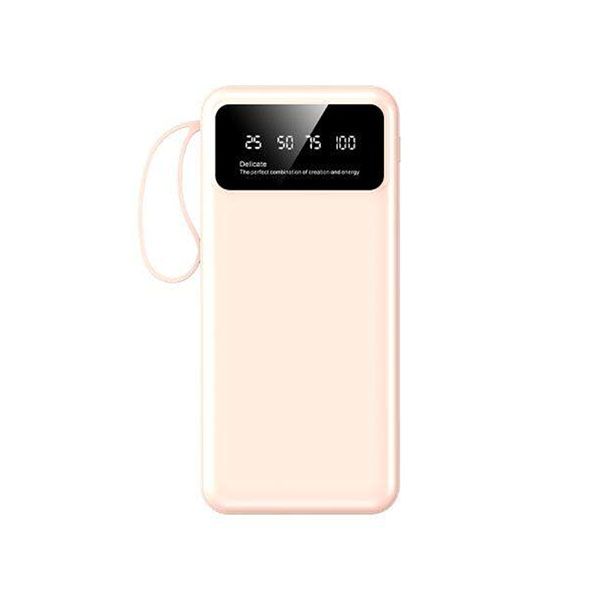Fast Charging Pink Power Bank - 20,000mAh Battery with 4 Cables