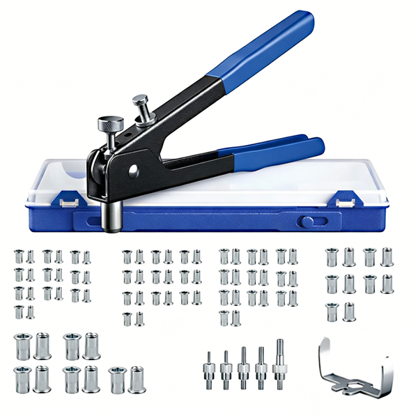 110Pieces Rivet Nut Tool Kit M3/M4/M5/M6/M8 Threaded Rivet Nut and Mandrel