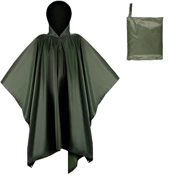 Heavy Duty Rain Poncho for Backpacking, Waterproof Lightweight