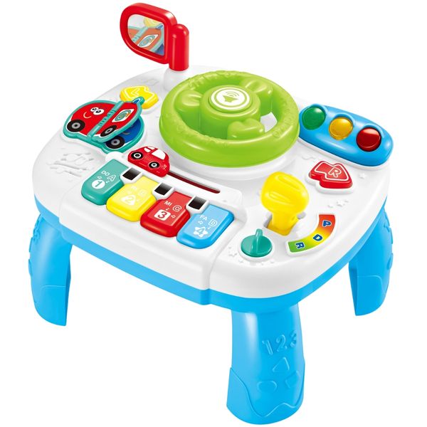 TEETO TOYS Steering Wheel Baby Activity Table - Educational Learning Toys for Babies