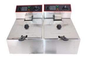 10L Double Tank Electric Stainless Steel Deep Fryer - 5L + 5L Tanks