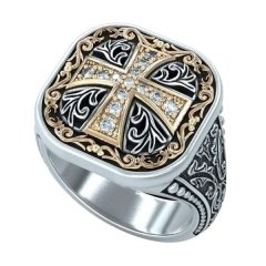 Medieval Knights Templar Cross Ring Size 10 (RG-AJZ936-10)