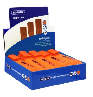Marlin Bright Liners Highlighters - Orange (Box of 10)
