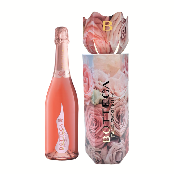 Bottega Prosecco Rose' Doc Brut 750ml in Xmas Cracker Gift Pack