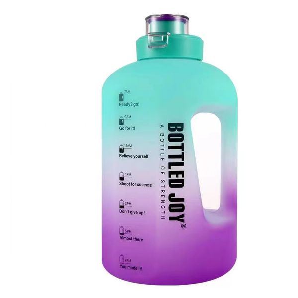 BPA Free Sports Water Bottle with Time Marker-2.5L Green/Purple