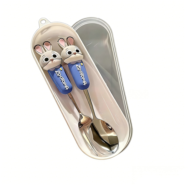 Kids Stainless Steel Cutlery With Decorative Handles, Animal Spoons Set