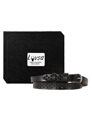 Luvsa LS2022D Women’s Genuine Leather Belt with Star Design with Box