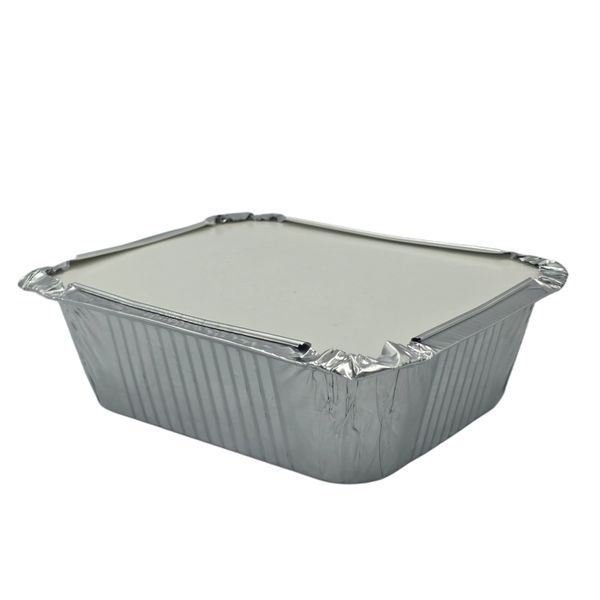Foil Container with White Paper Lid - 465ml Small Disposable (25 Pack)