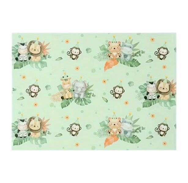 Birthday Gift Wrapping Paper - Jungle Animals Pattern (Set of 6 Sheets)