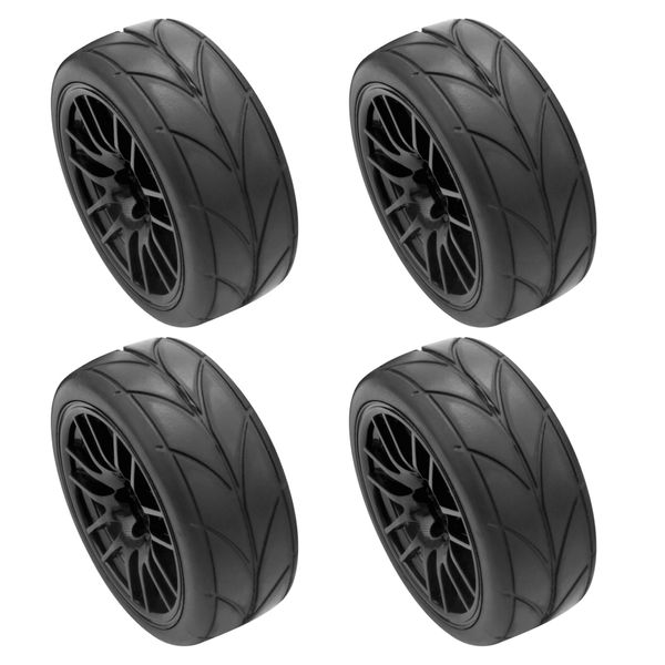 4Pcs 1/10 Rubber Tire Rc Racing Car Tires On Road Wheel Rim Fit For Hsp Hpi