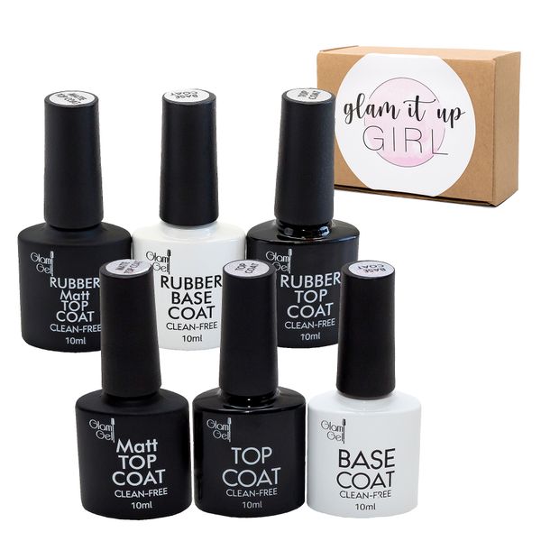 UV Glam Gel Nail Polish Rubber Base, Top &amp; Matte + Base, Top &amp; Matte Set