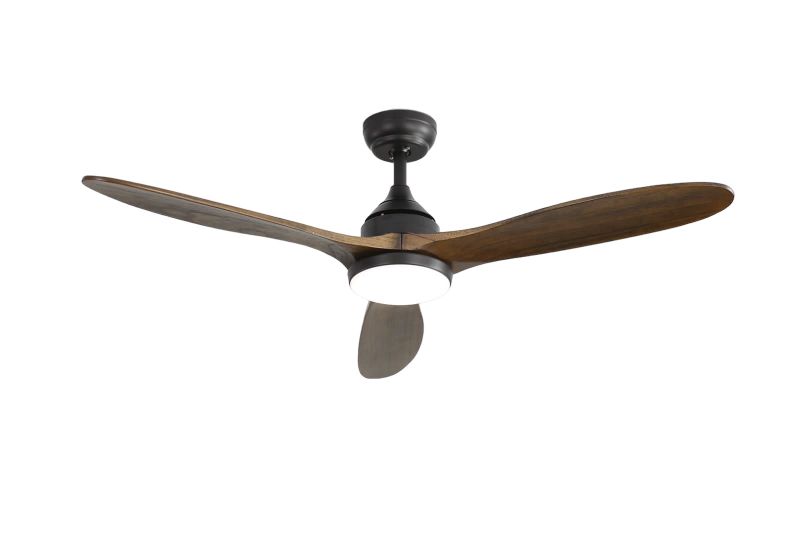 52 Inch Black &amp; Walnut Wood Ceiling Fan With Remote Control