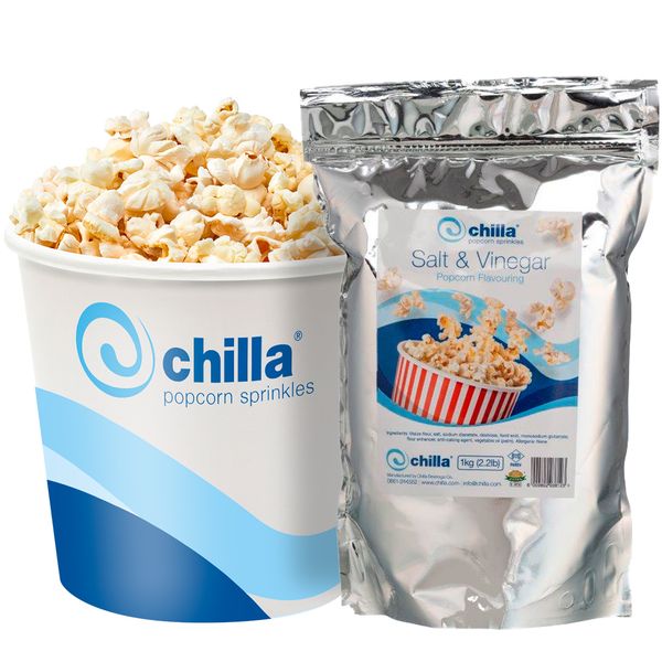 Chilla Salt &amp; Vinegar Popcorn Sprinkles 1kg -Savoury Snack, Cinema Style