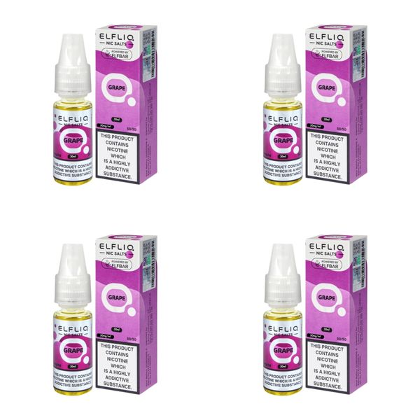 Elf Bar ELFLIQ E-Liquid 30ml Nic Salt 5% - Grape (Pack of 4)